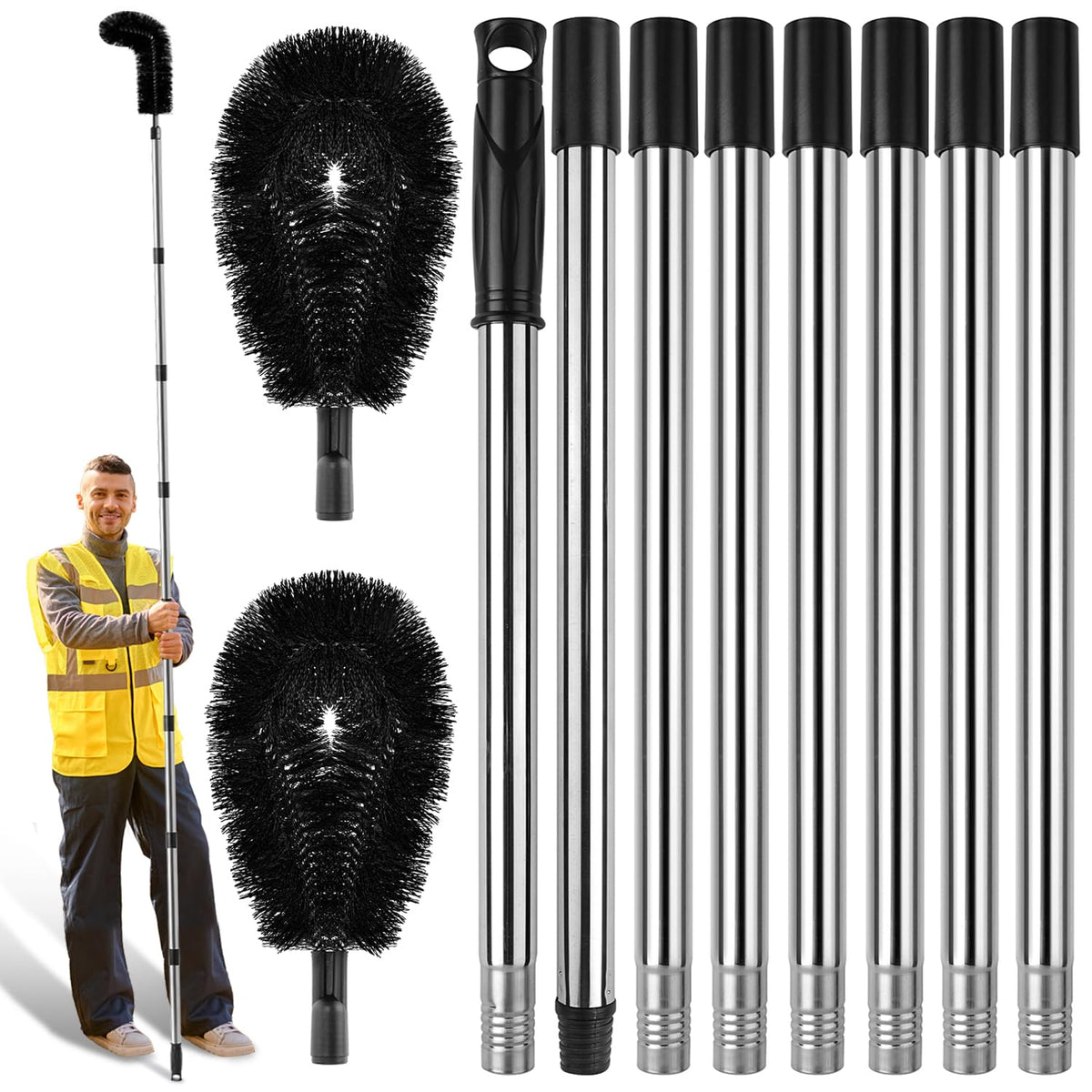 ELFON Gutter Cleaning Tool extendable pole reaches gutters from the ground.
