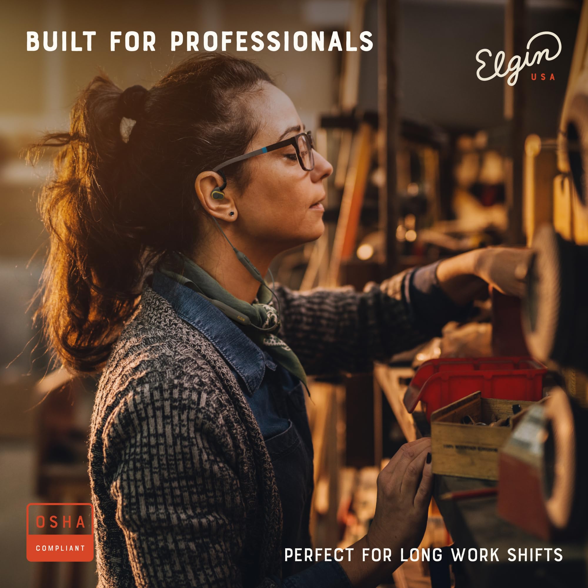 Elgin Rumble IP67 dust and sweatproof protection on rugged buds.