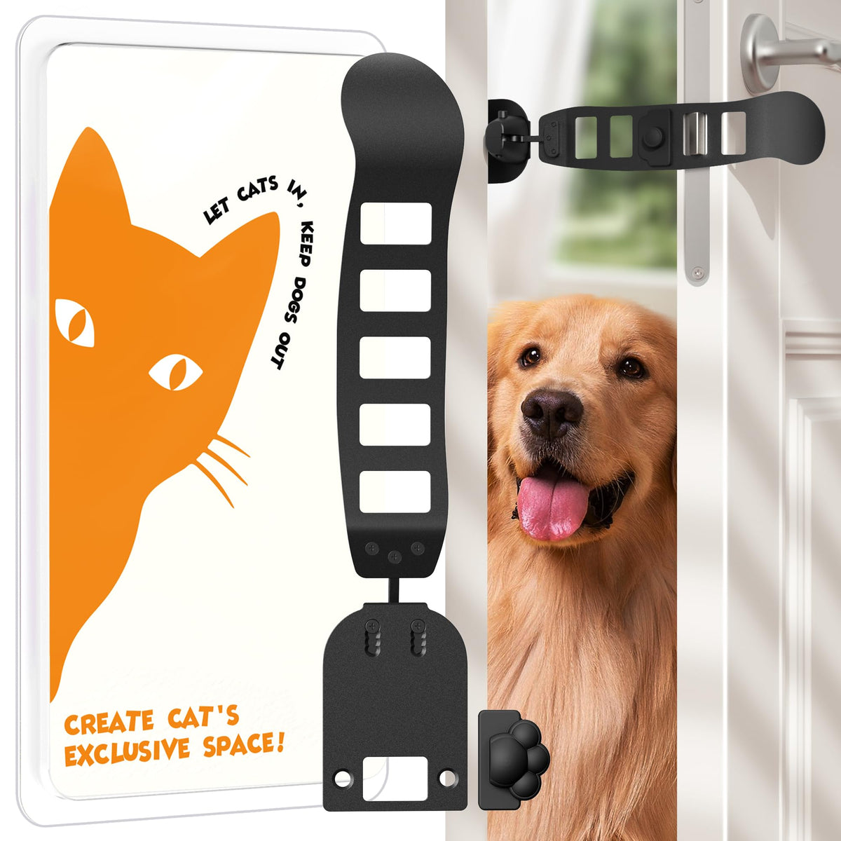 Elilier metal cat door latch foldable design for easy storage and quick access.