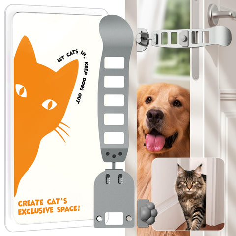 Elilier metal cat door latch folded for easy storage and quick setup.