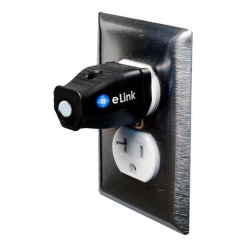 Elink EMF Neutralizer plugged into wall outlet showing compact design