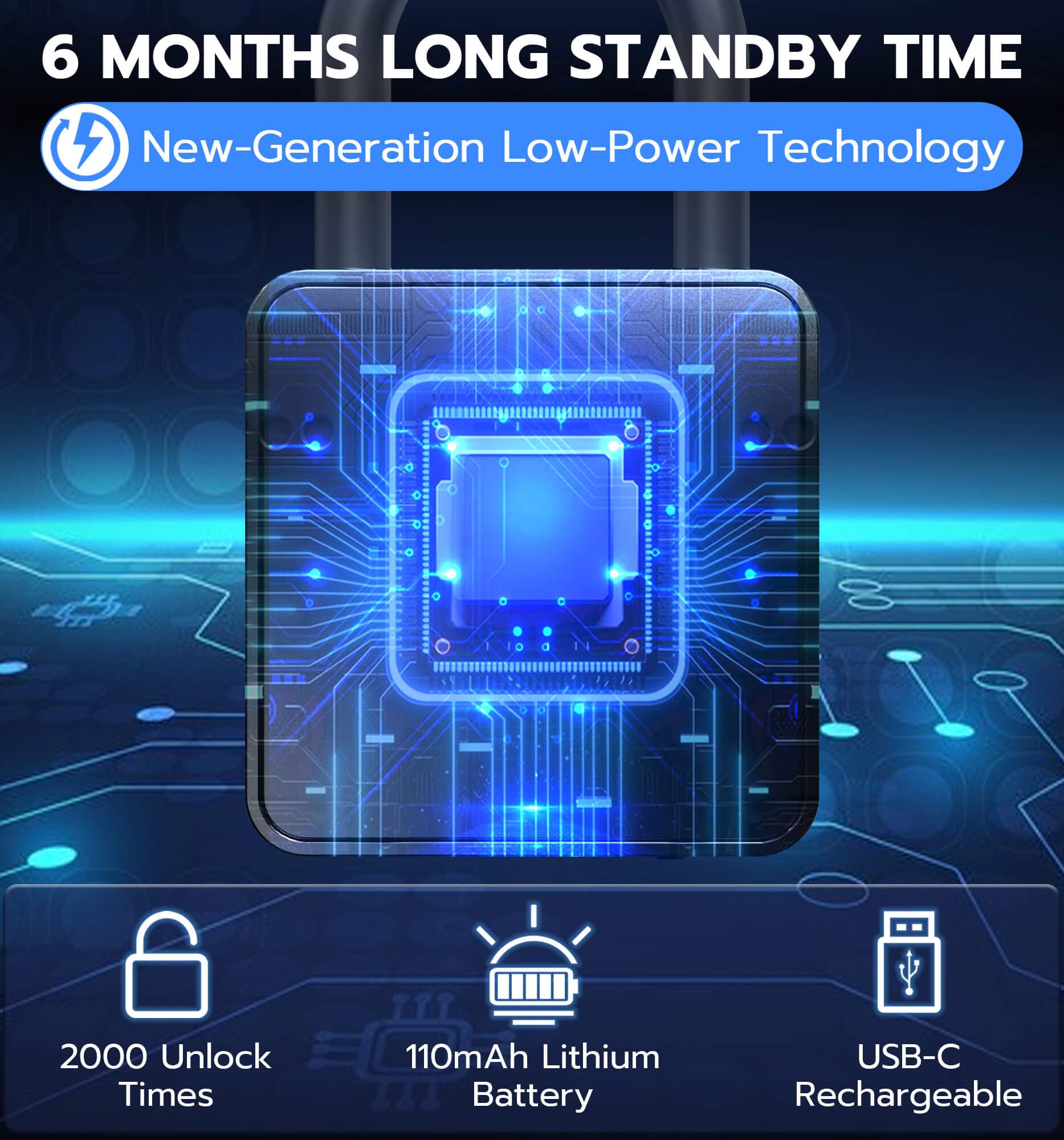 eLinkSmart lock charging via USB-C; long battery life in action.