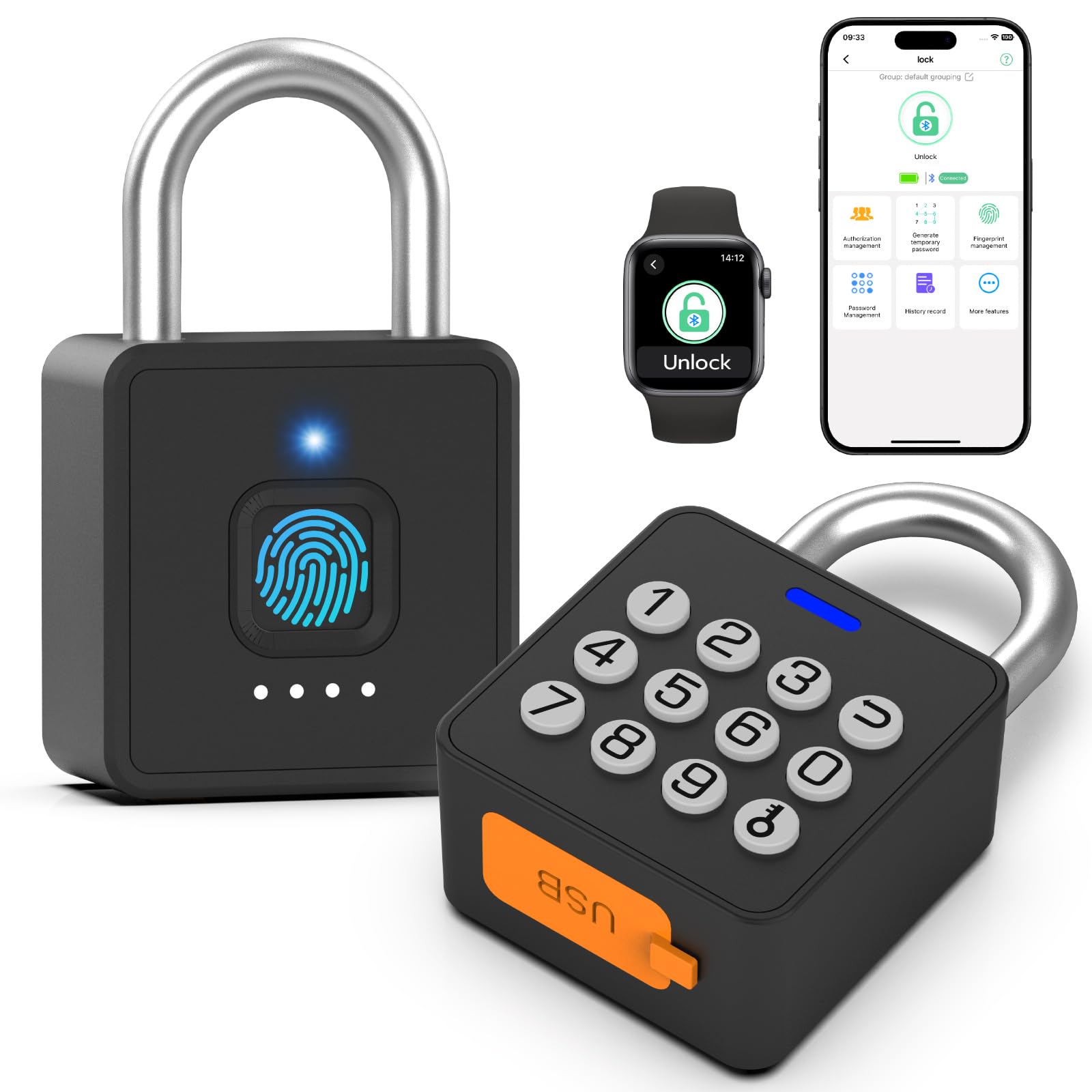 eLinkSmart 9-digit password padlock for gym lockers close-up highlighting flexible access.