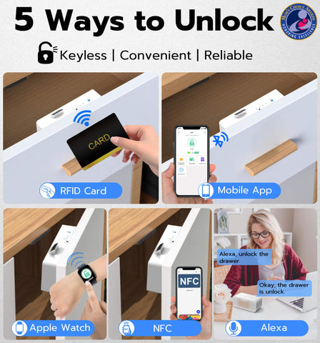 eLinkSmart RFID card unlock for quick, keyless cabinet access.
