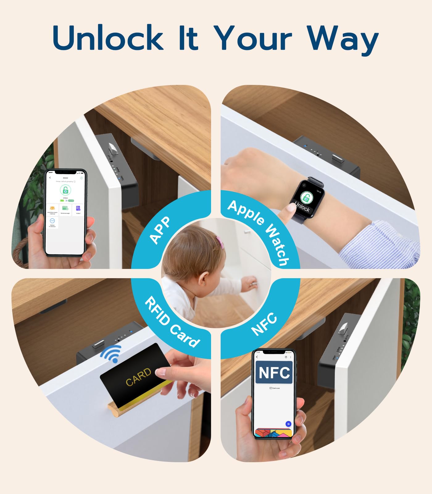 eLinkSmart screw installation for a sturdy, long-lasting cabinet lock