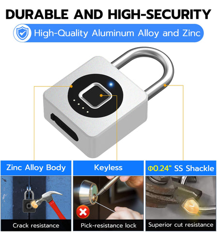 eLinkSmart weatherproof outdoor lock mounted on a fence for outdoor use.