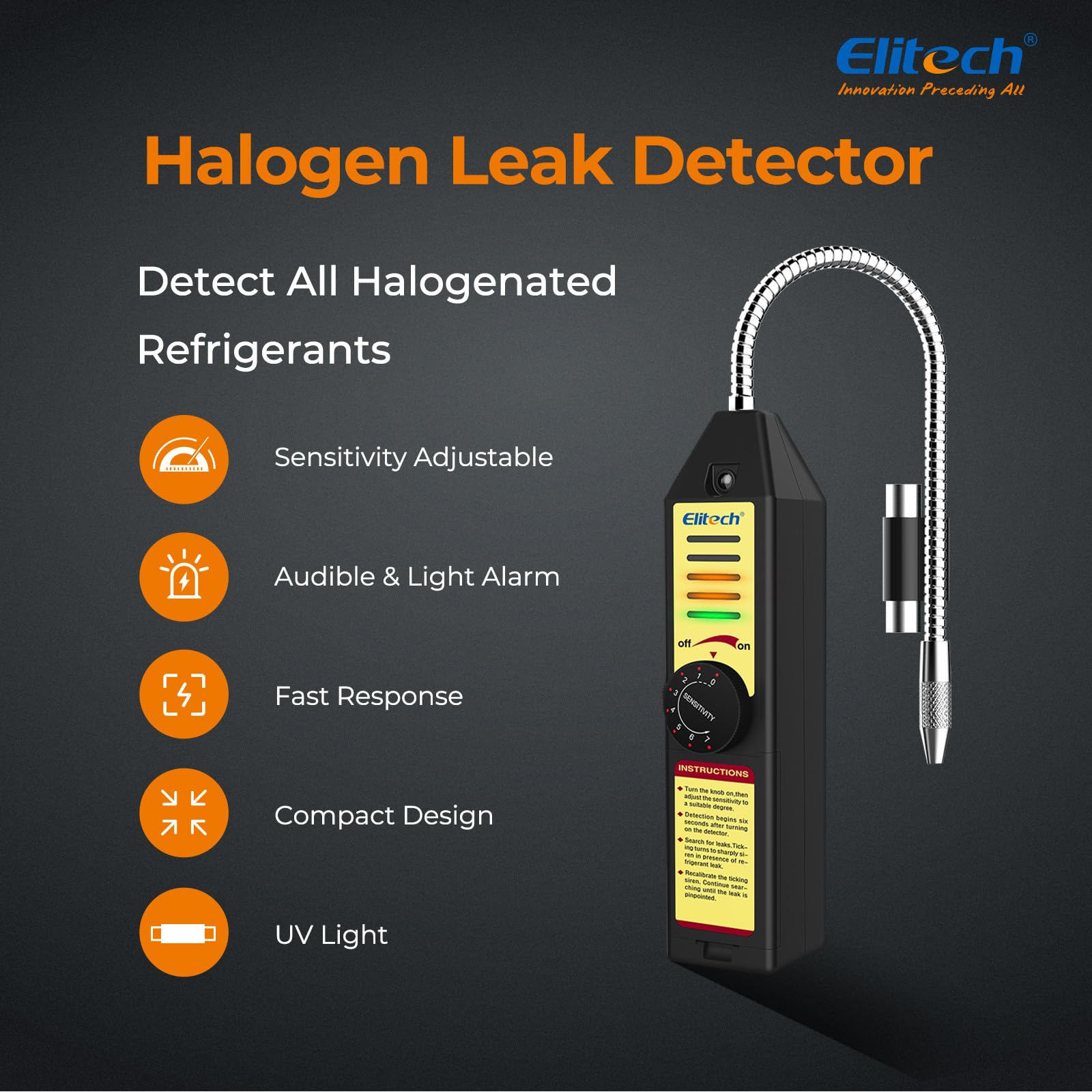 Elitech detector sensitivity knob enables precise leak detection control