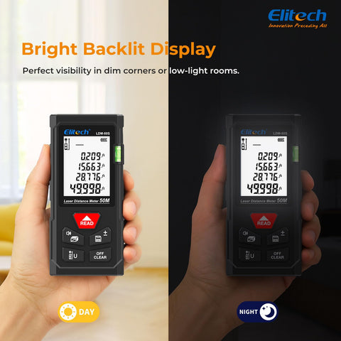 Elitech Laser Measure ideal for home decor and DIY projects.