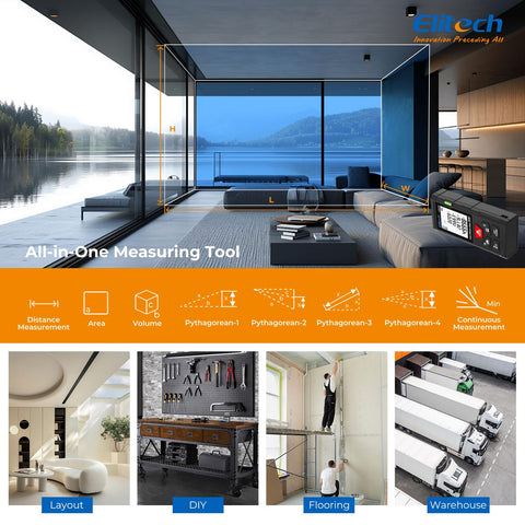 Elitech Laser Measure mute function enables quiet measurements.