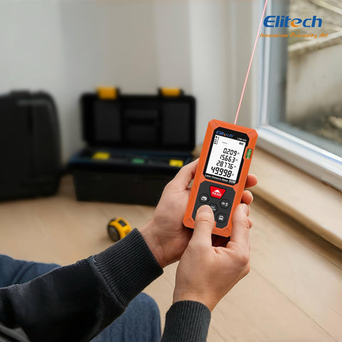 Elitech laser measure tool area and volume measurement for space planning