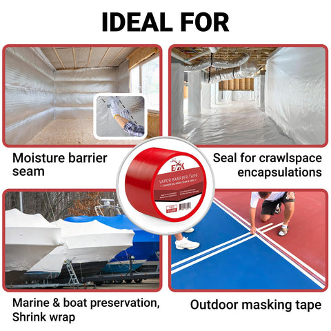 ELK seam tape applying moisture seal on poly liners for crawlspaces