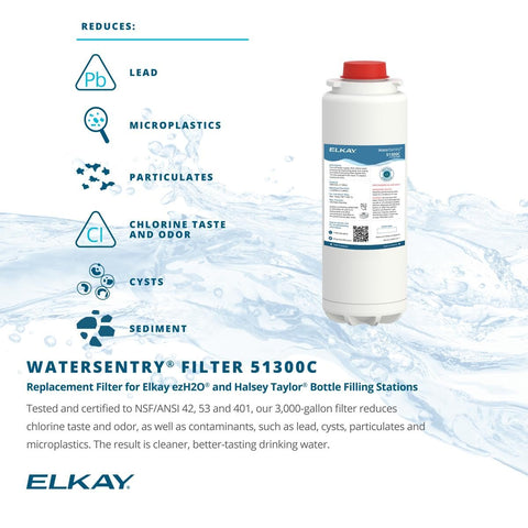Elkay WaterSentry quick-disconnect installation simplifies filter swaps.