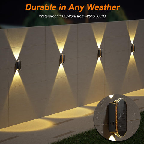 Ellasay Solar Fence Lights feature IP65 weatherproof housing for outdoor durability.