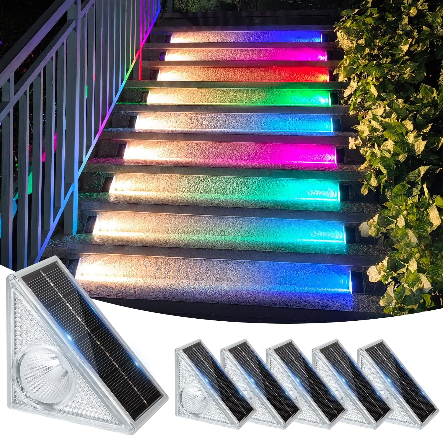 Ellasay solar step lights 6-pack installed on exterior stairs for safer nighttime navigation.
