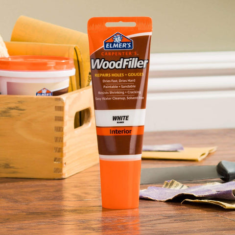 Elmer's E855 filler dries bright white and sands smooth for molding and trim.