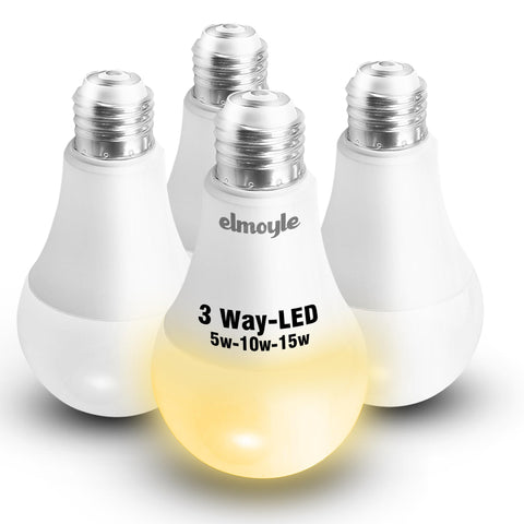 Elmoyle 3-way LED bulbs in a four-pack for versatile lighting