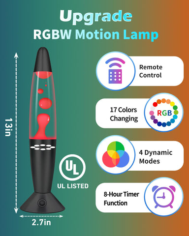 Elomavapa 13-5inch LED night light showcases mesmerizing wax motion.