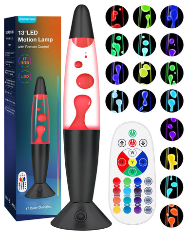 Elomavapa black liquid motion lamp with remote controls color changes for mood lighting.