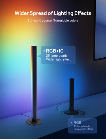Living room view with ELOUYCKE light bar providing ambient color