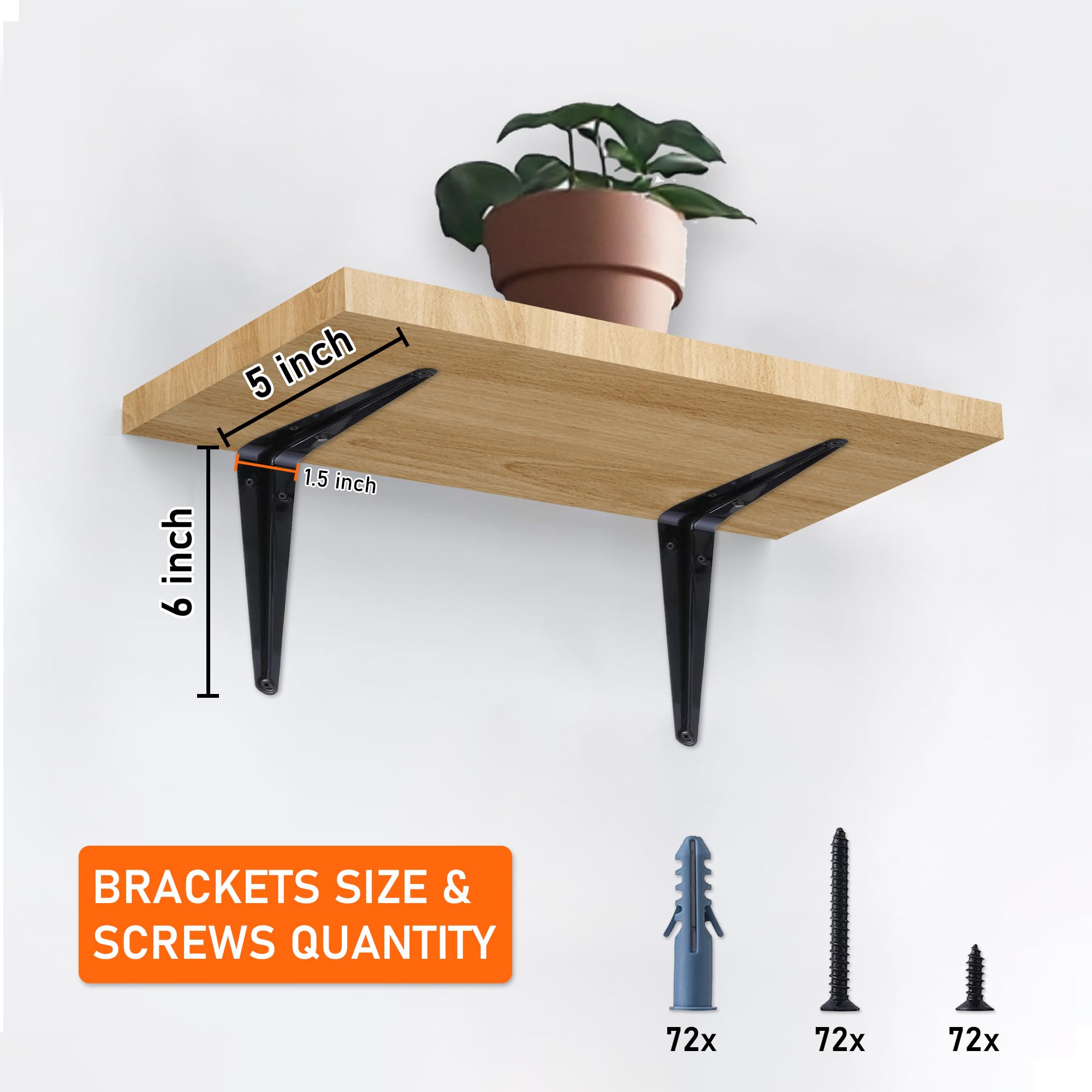 ELSKER&HOME black metal L-bracket provides durable, rust-resistant shelf support for home spaces.