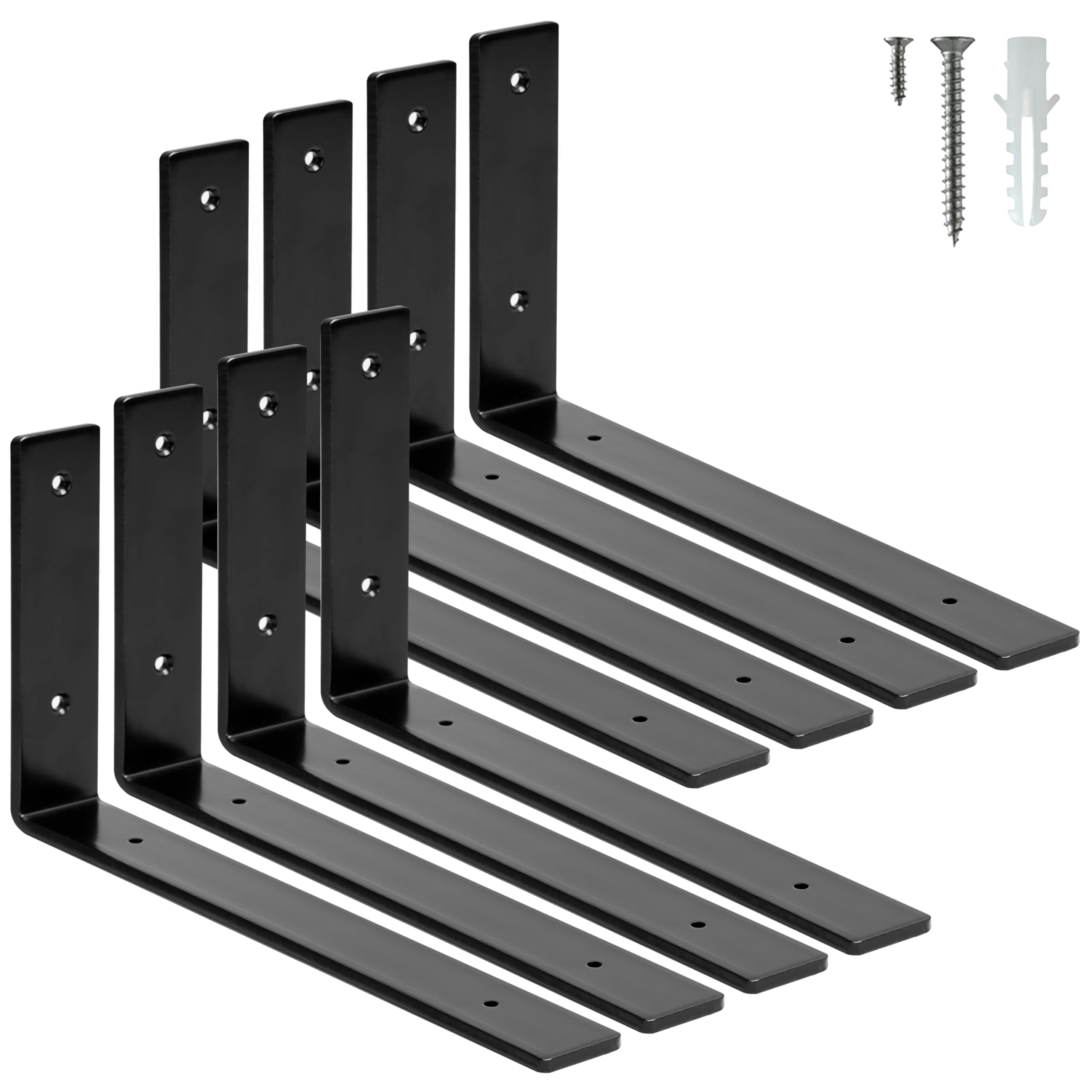 ELSKER&HOME shelf brackets 12-inch front view with matte finish for durable floating shelves.