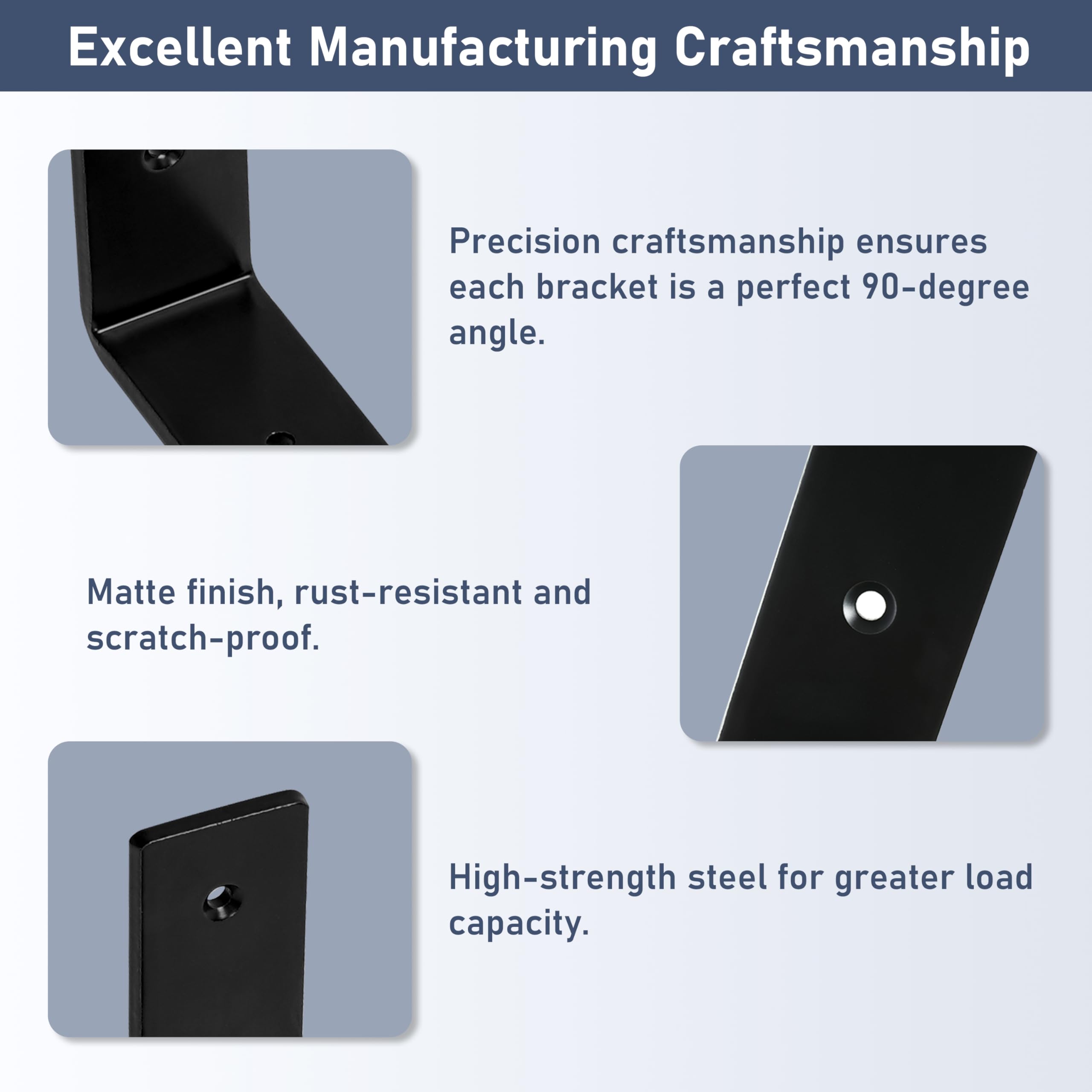 ELSKER&HOME 12-inch brackets matte finish highlighting rust resistance for long-lasting use at home.