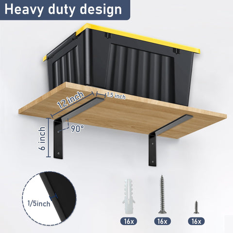 ELSKER&HOME shelf brackets 12-inch side view showcasing sturdy steel construction.