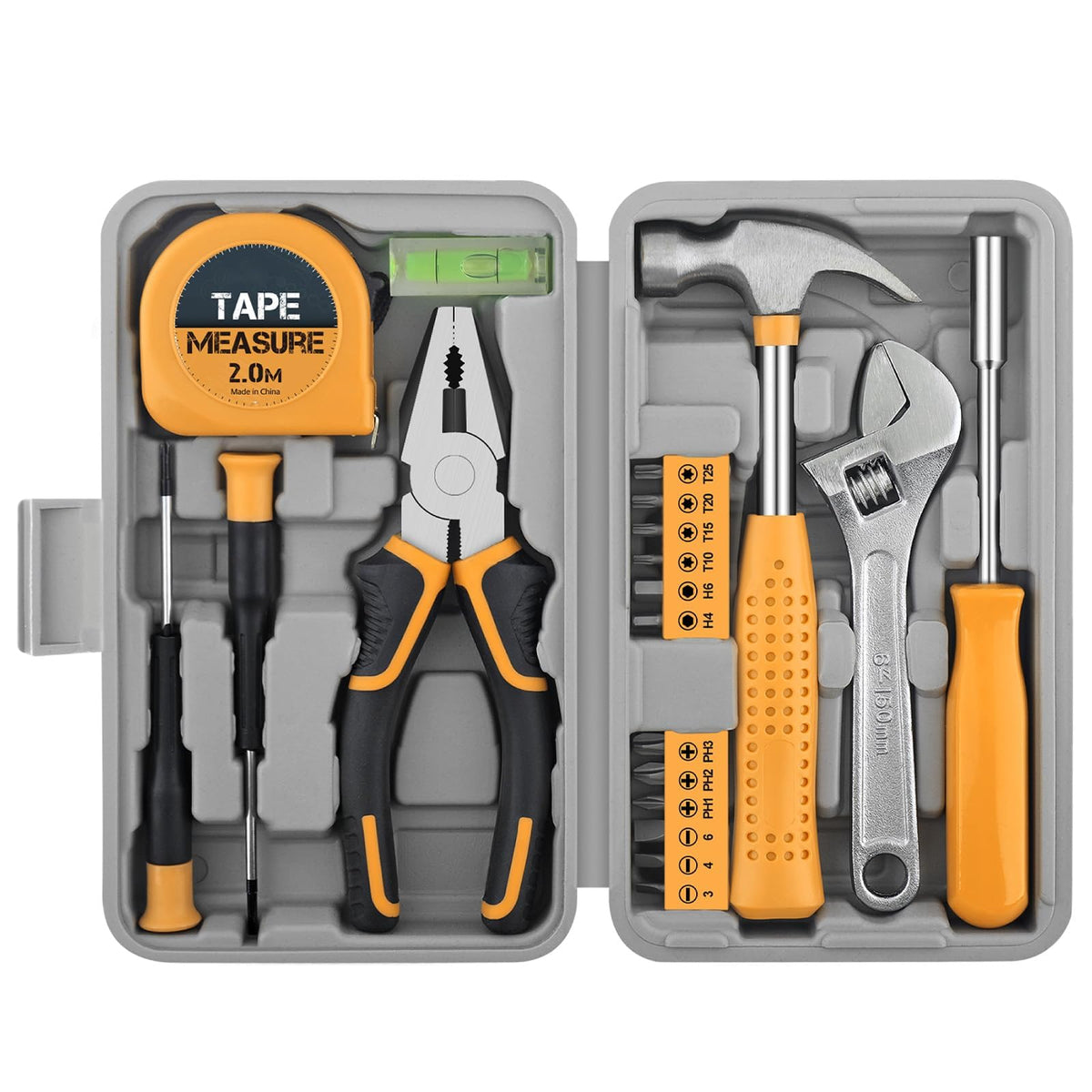 Elvesoar 20-pcs tool set carry box for easy home repairs and portability.