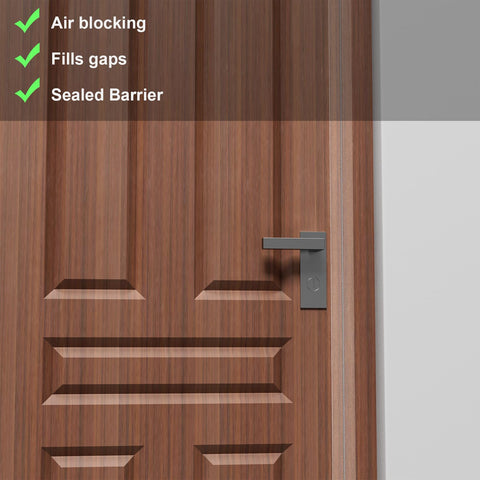 Elvone door gap seal closeup shows tight fit along door edge for insulation.