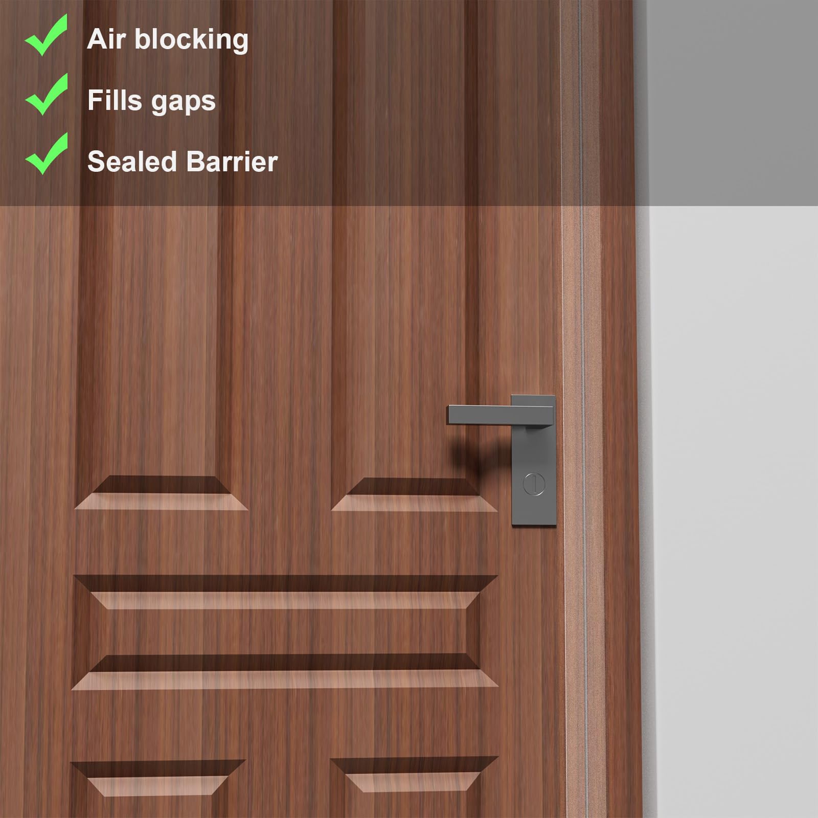 Elvone T-shaped profile securely hugs door edges for consistent sealing.