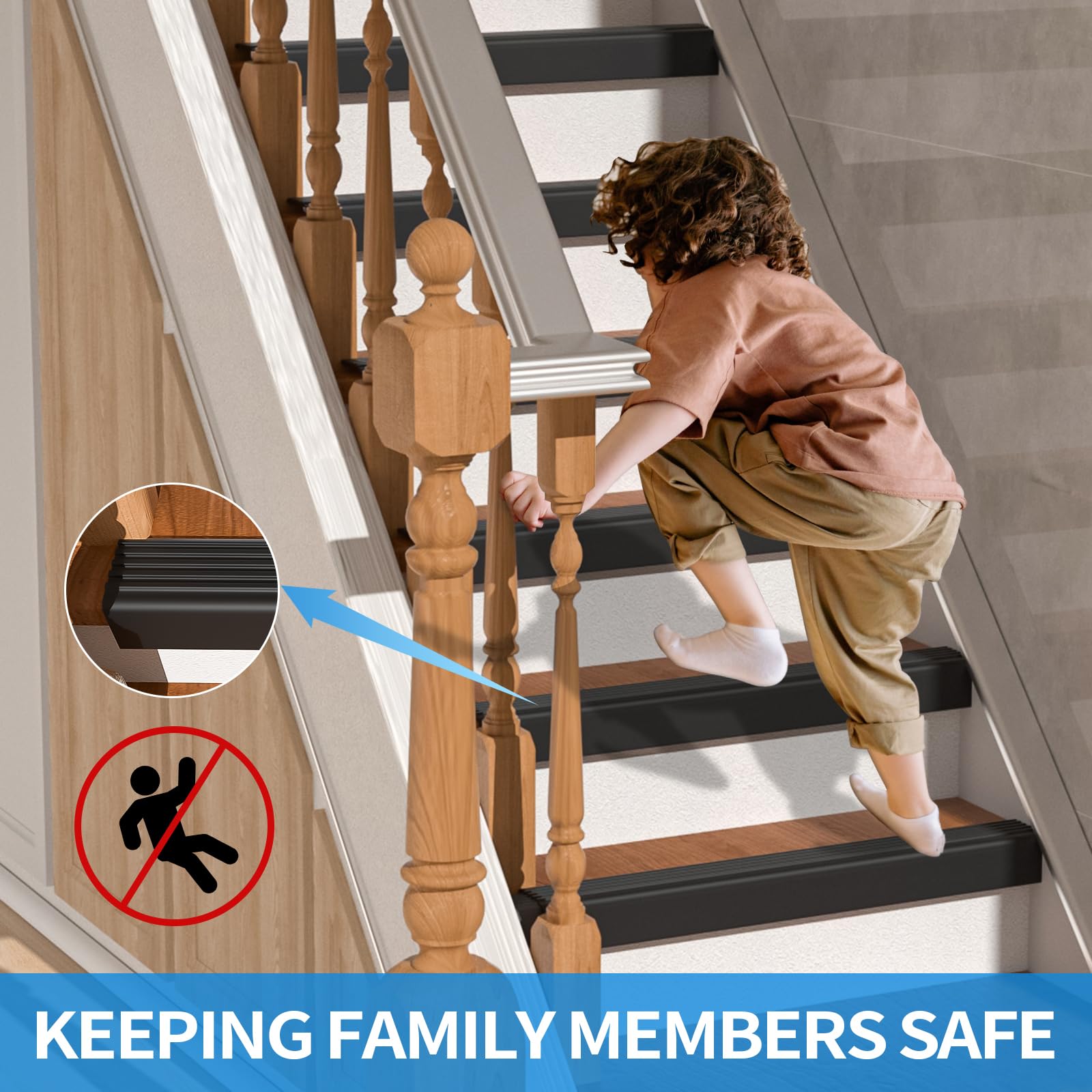 Elvone stair edge protector works on indoor and outdoor stairs.