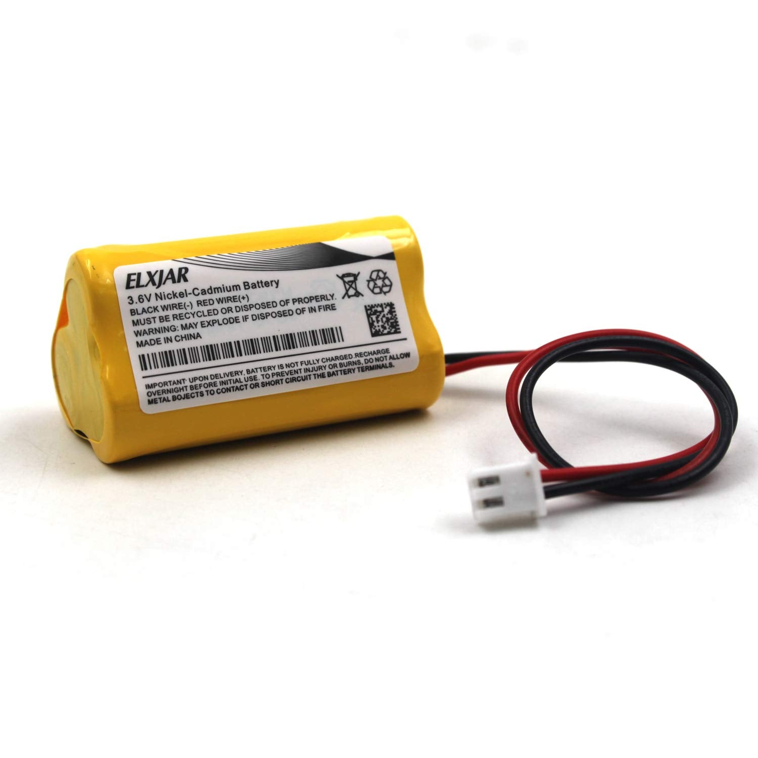 Elxjar Ni-Cd label closeup shows compatibility with multiple models