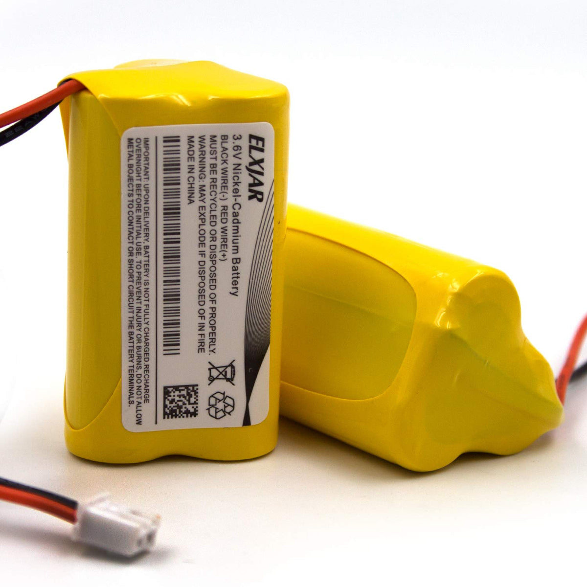 Elxjar 2-pack 3.6V 800mAh Ni-Cd battery ready for emergency lighting