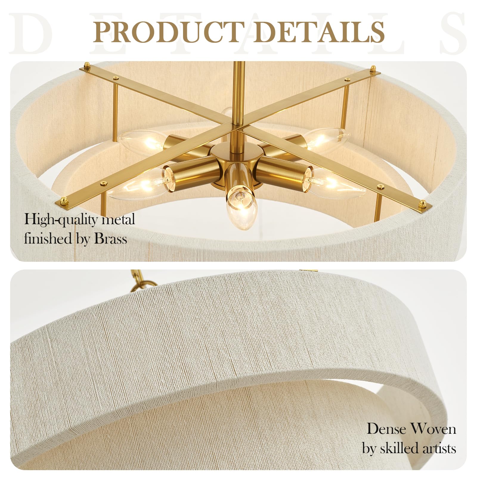ELYCCUPA 19.69-inch diameter fixture provides balanced room illumination.