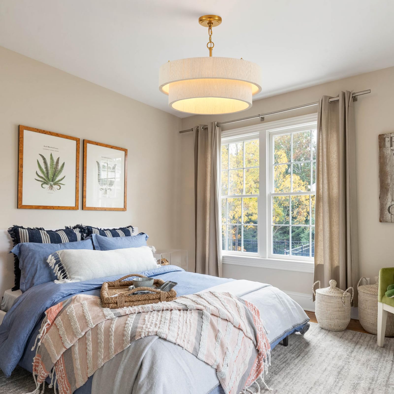 ELYCCUPA boho pendant light features adjustable cord for varying ceiling heights.