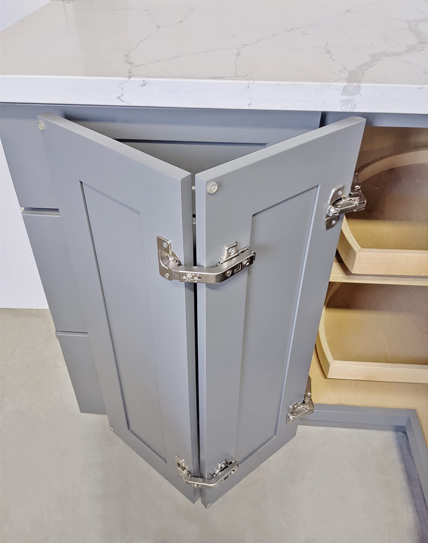 Elysian corner cabinet door operation highlights smooth, reliable daily use