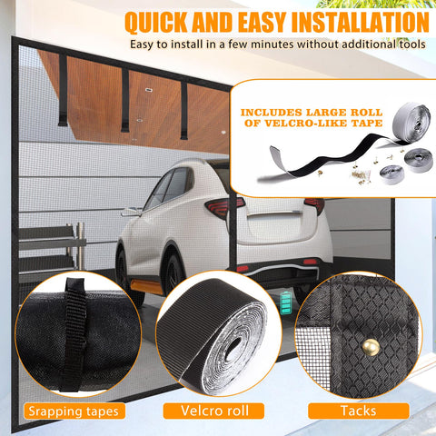 Elytsemoh black garage screen door blends with modern exterior.