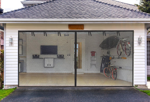 Elytsemoh garage screen door 16x7 ft magnetic closure for hands-free access.