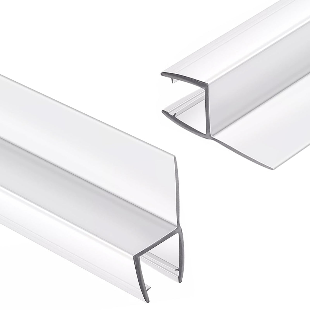 ELYXIAN frameless shower door seal clear strip on glass showing discreet fit and water barrier