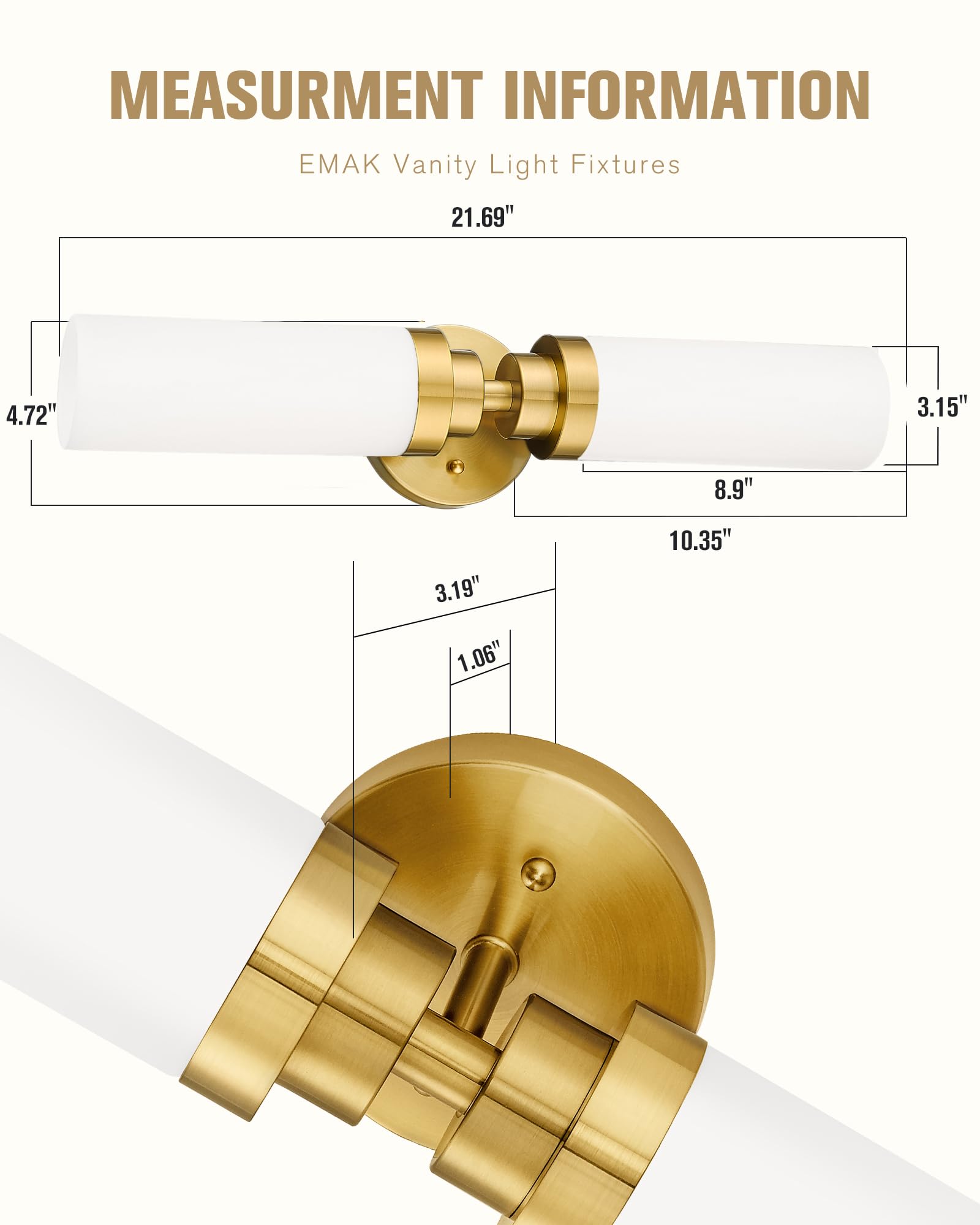Brushed gold finish highlights décor while UL listing ensures safety