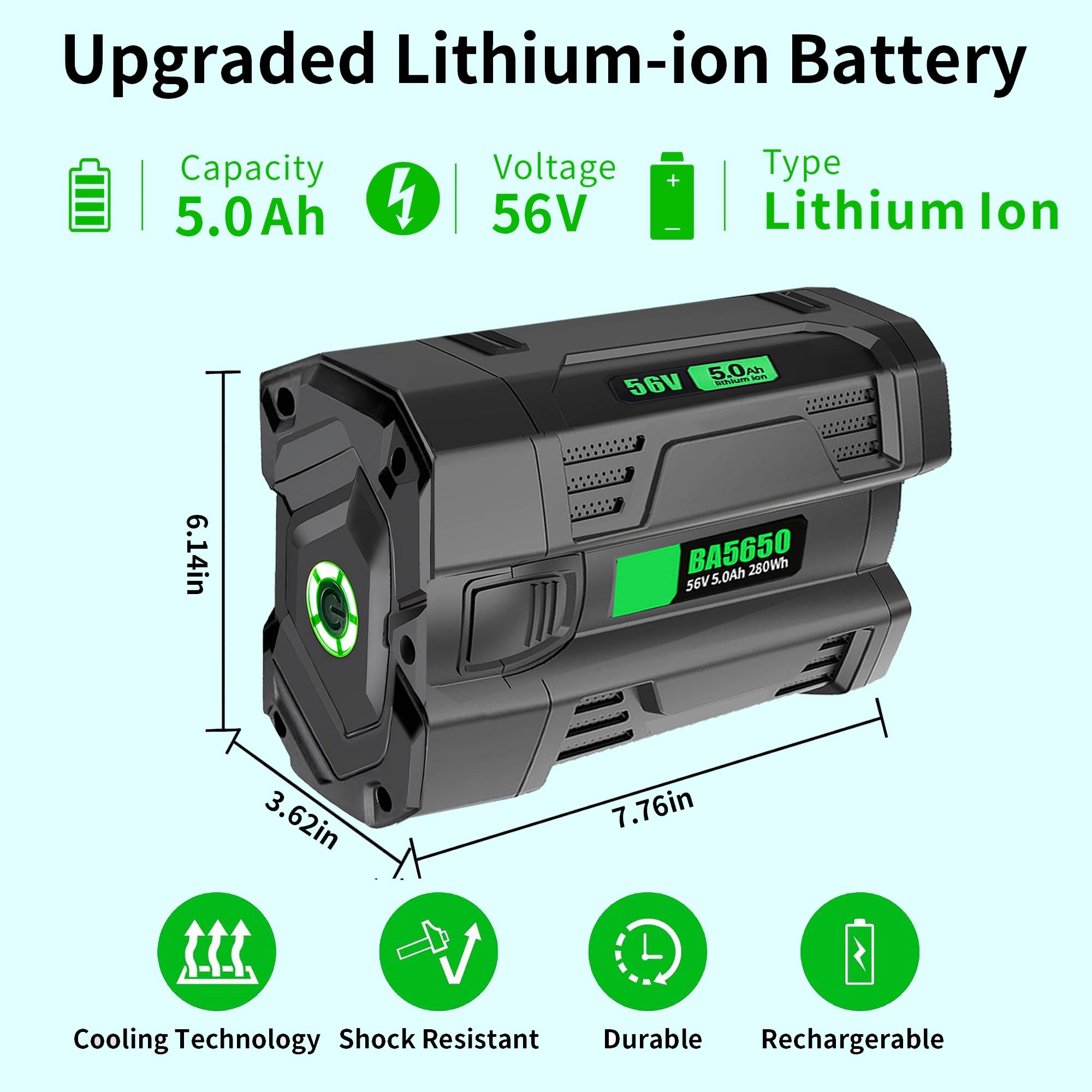 Emanjor 56V battery used with leaf blower for extended runtime