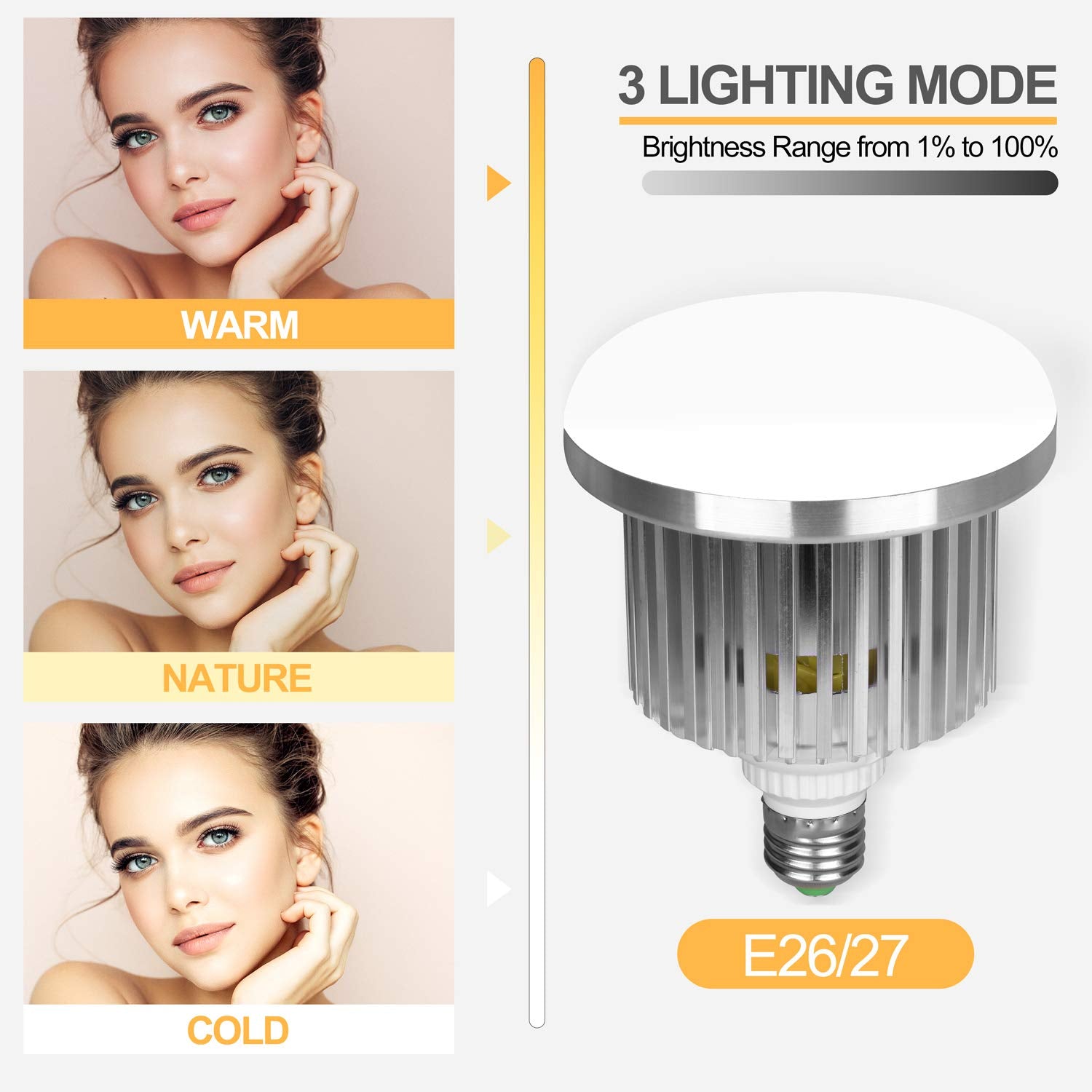 EMART bulb installed in umbrella lighting setup for soft portraits.