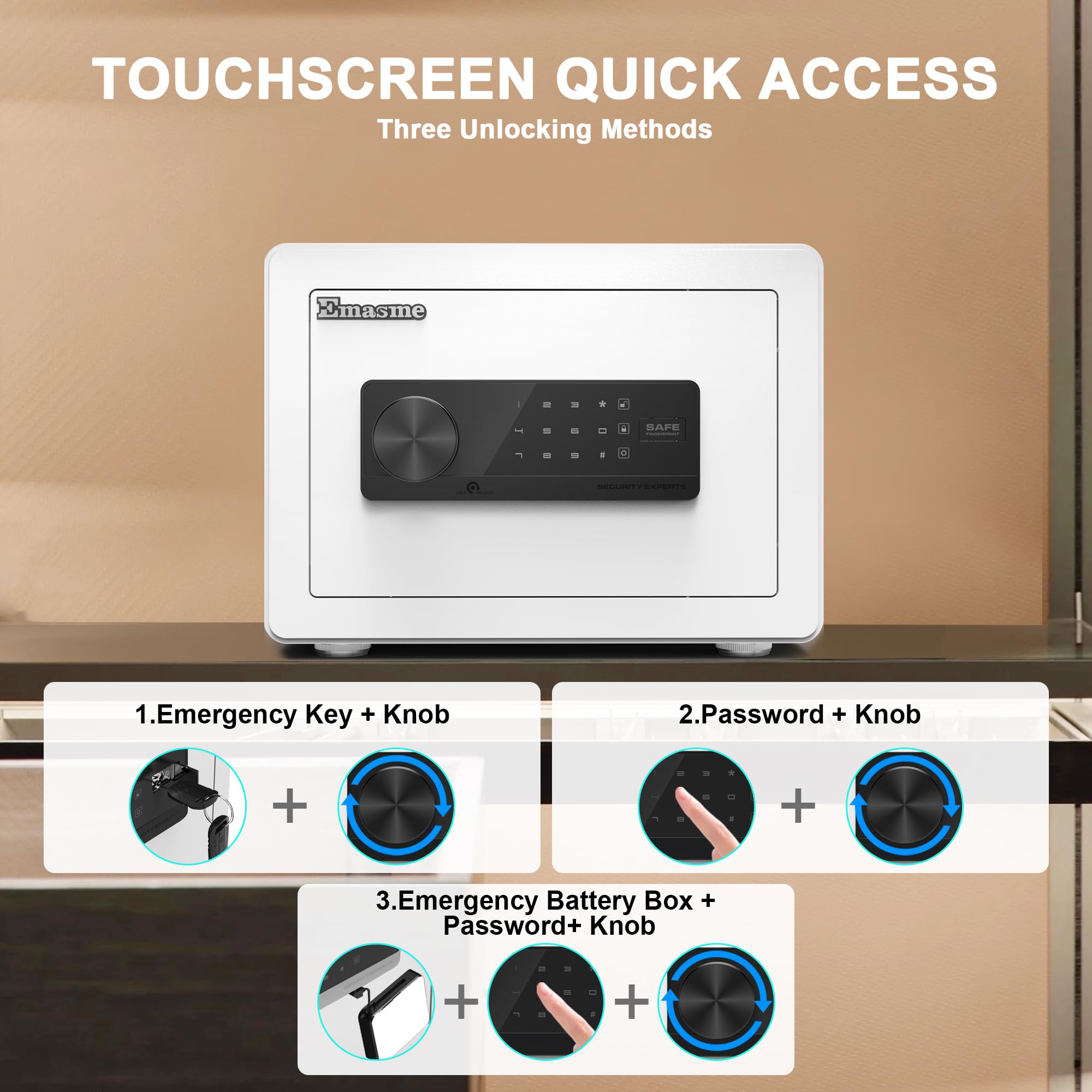Fireproof bag included with Emasme safe protects valuables from heat and water