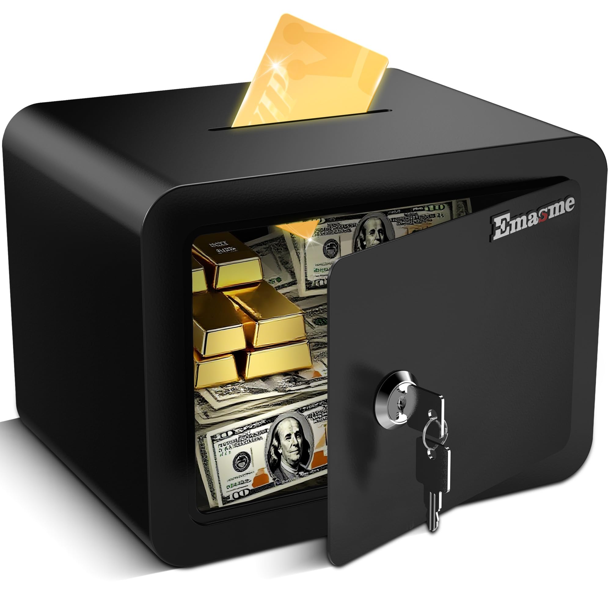 Emasme mini safe-compact-design highlights discreet storage for valuables.