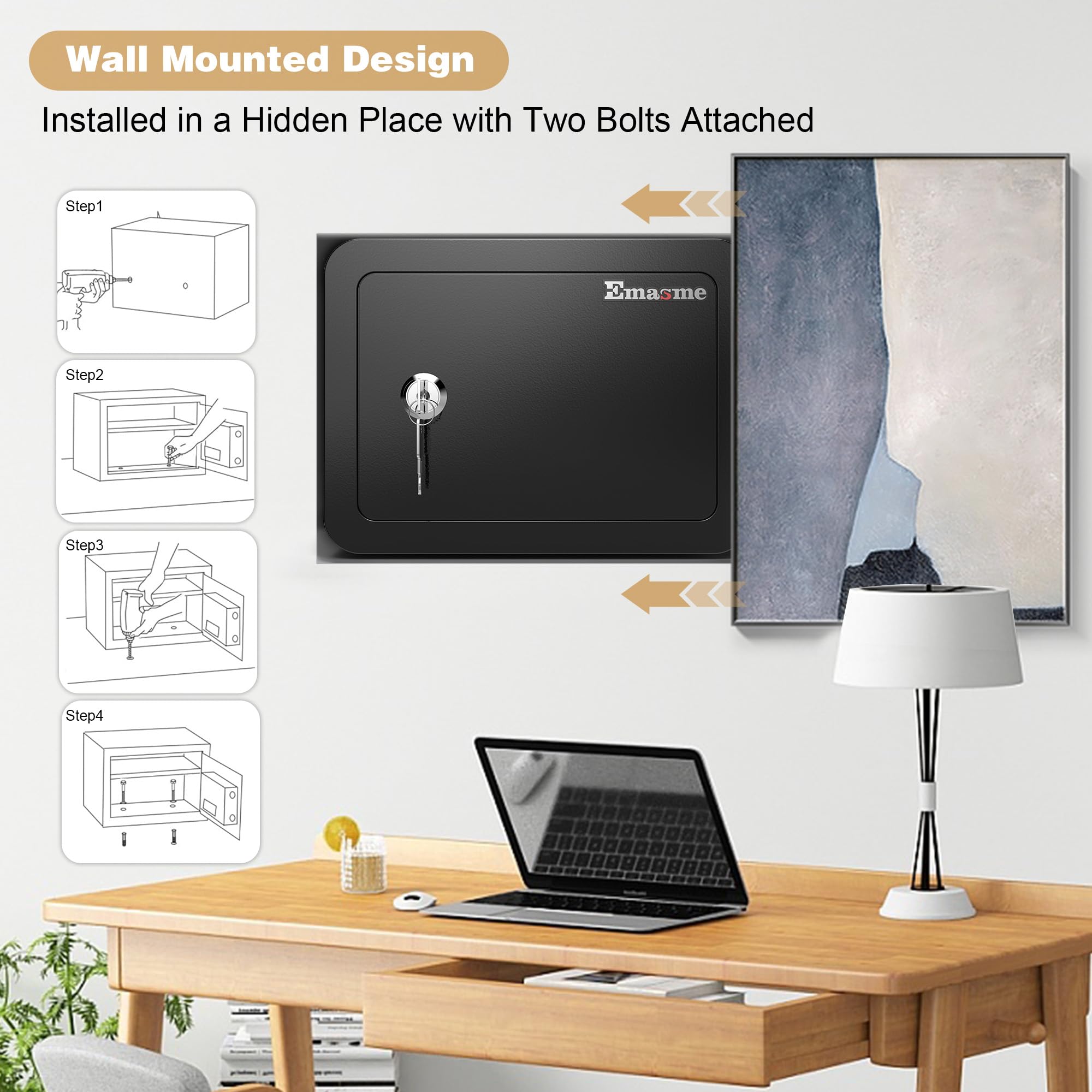 Emasme mini safe-easy-installation enables quick, one-person setup.