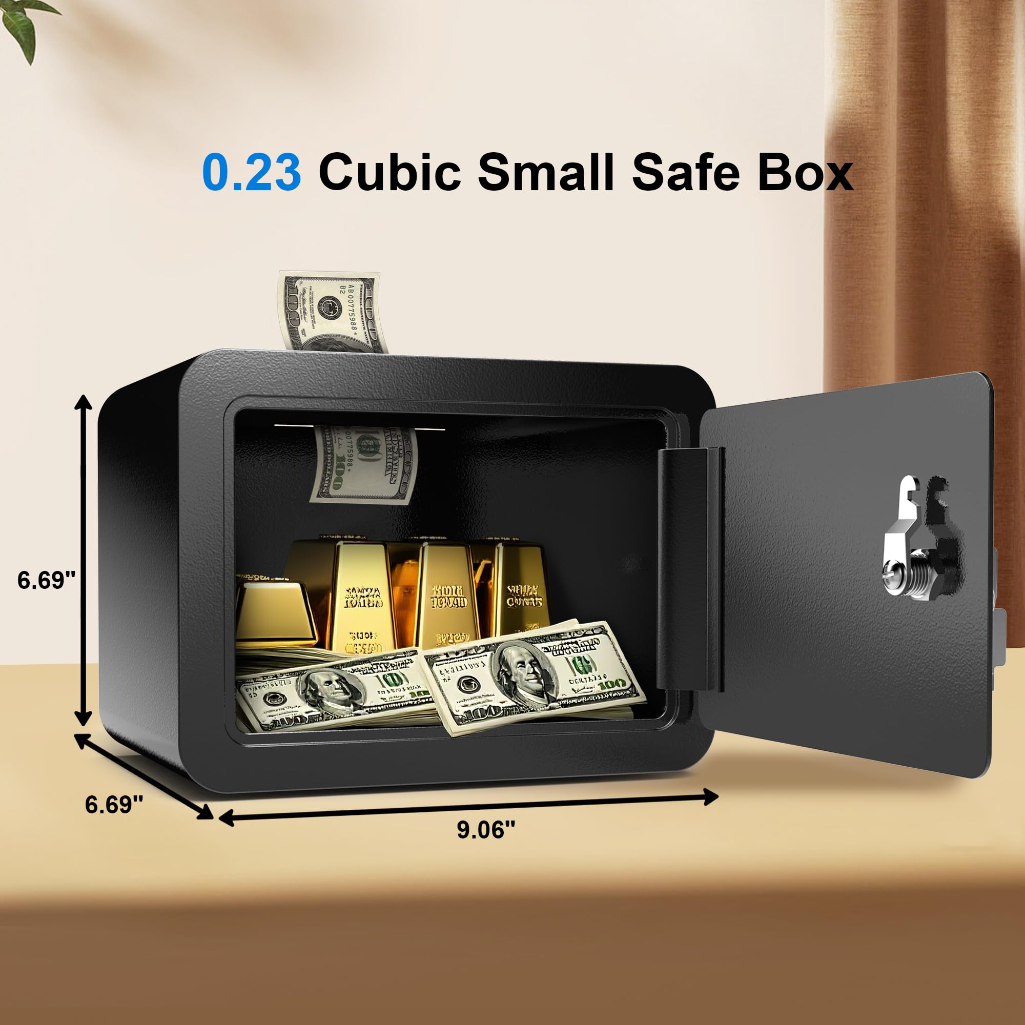 Emasme mini safe-interior-dimensions reveal usable space for cash and items.