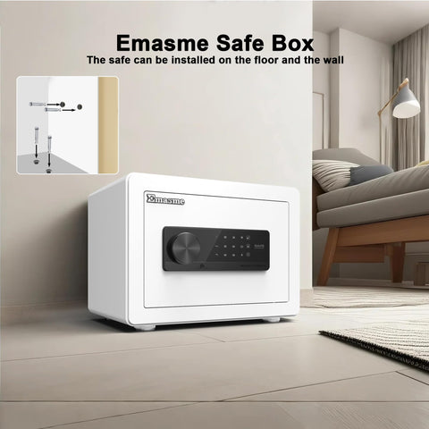 Compact Emasme safe fits discreetly in wardrobe or nightstand