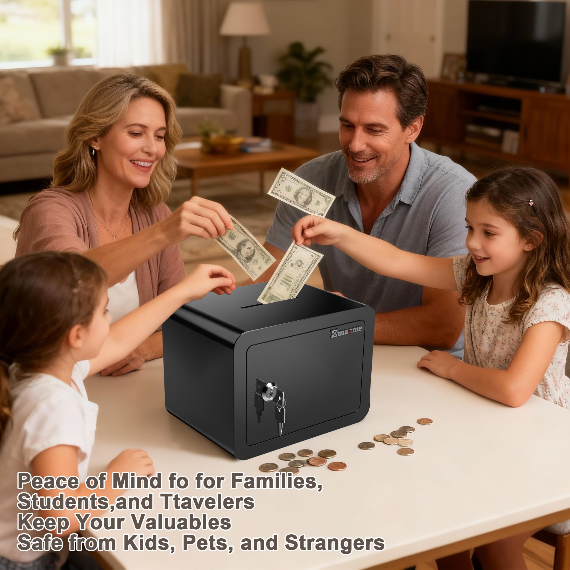 Emasme wall-mount-ready safe keeps valuables accessible yet out of reach.
