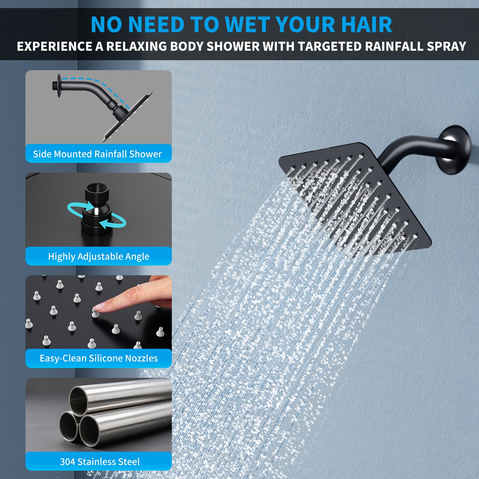 EMBATHER dual shower heads setup ideal for couples sharing.