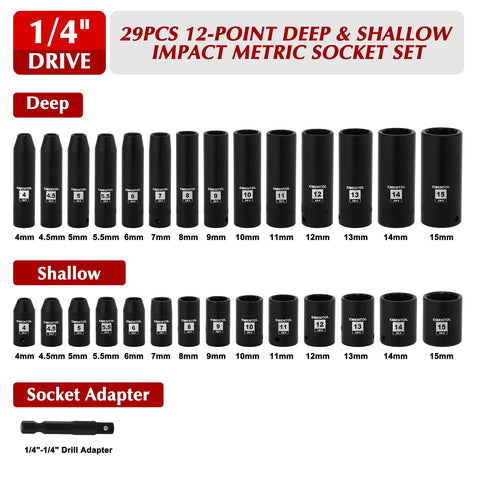Ementol 12-point CR-V sockets provide durable torque and precise engagement.